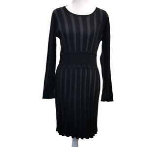 Calvin Klein Vertical Stripe Knit Long Sleeve Sweater Dress
